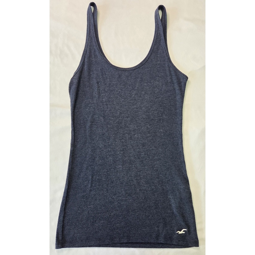 Hollister Womens Classic y2k Silhouette Navy Tank Top Sz M Girlhoodcore Feminine